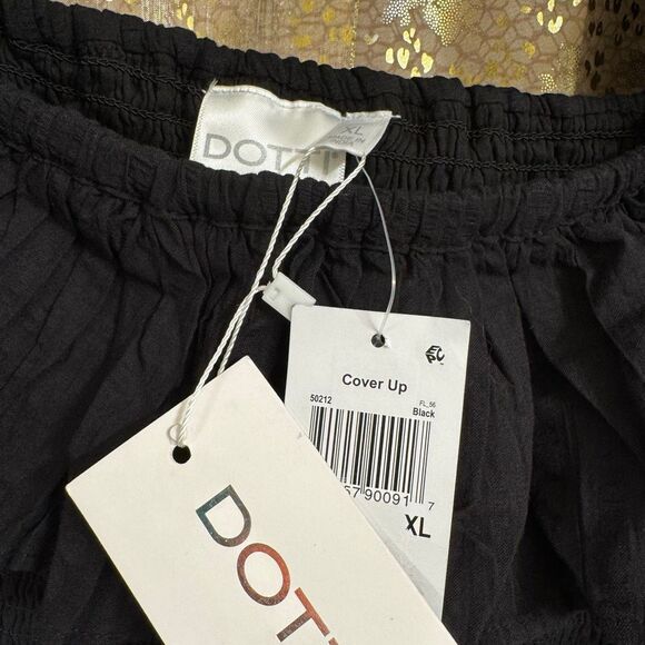 Dotti Black Ruffle Sleeve Smocked Square Neck Dress Coverup XL NWT - Picture 7 of 9